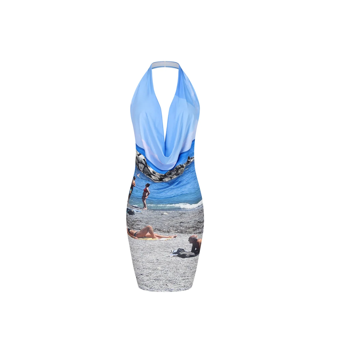 Sea Print halter Mini dress