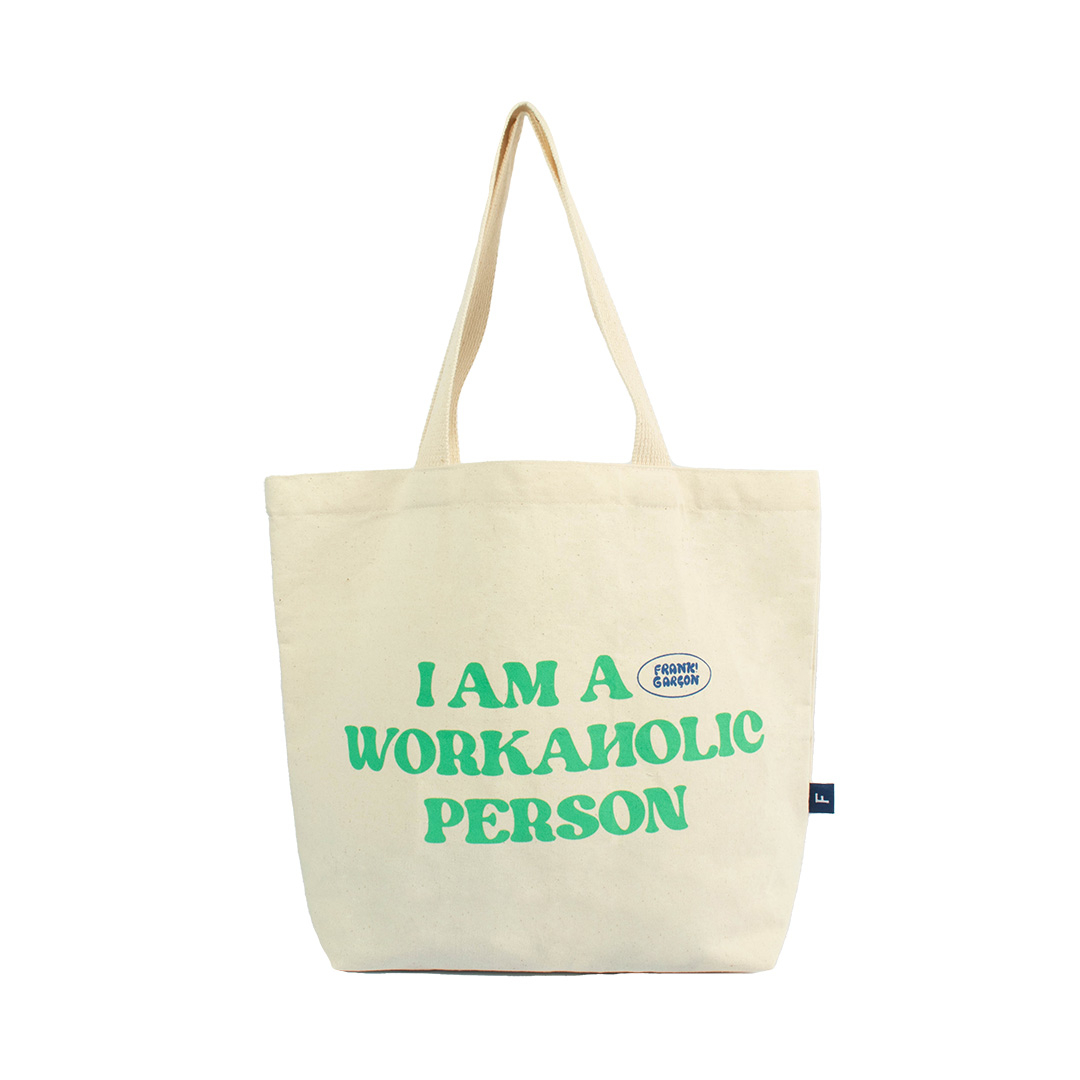FRANK x Luckyluckyclub I AM WORKAHOLIC PERSON TOTE BAG