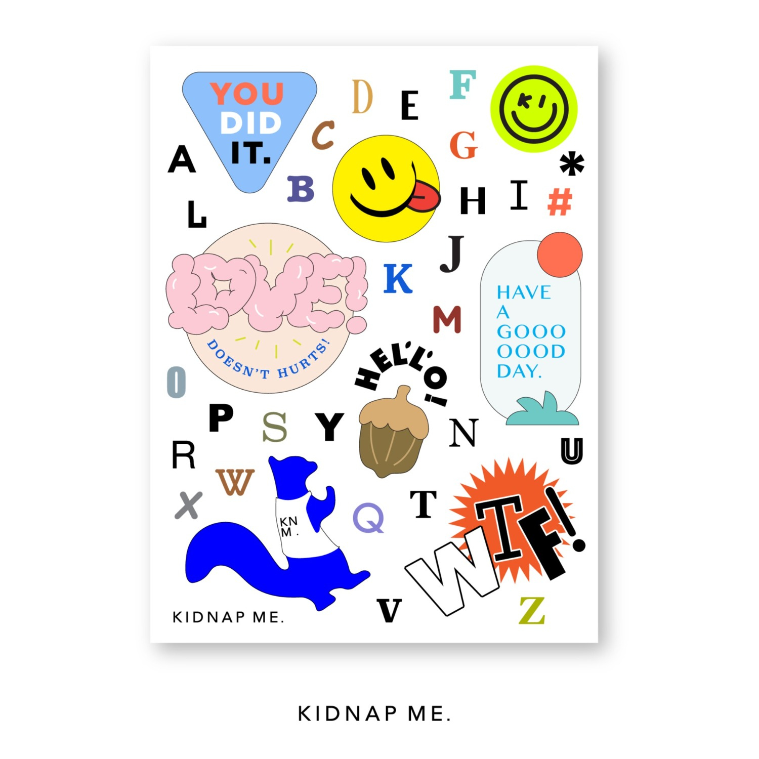 KIDNAP ME STICKER (LETTERS)
