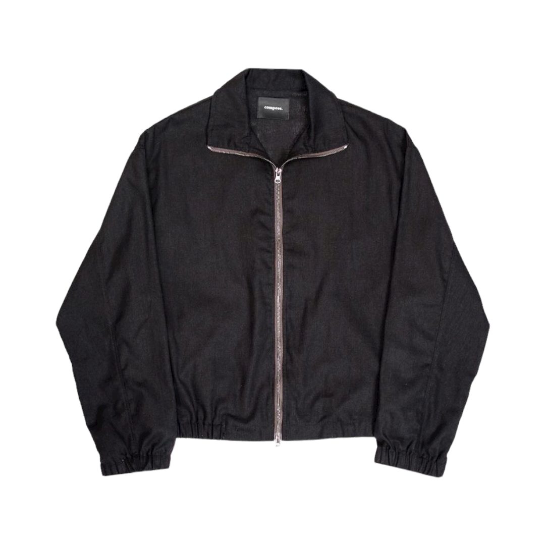 2-Way Zipped Shirt Jacket in Black