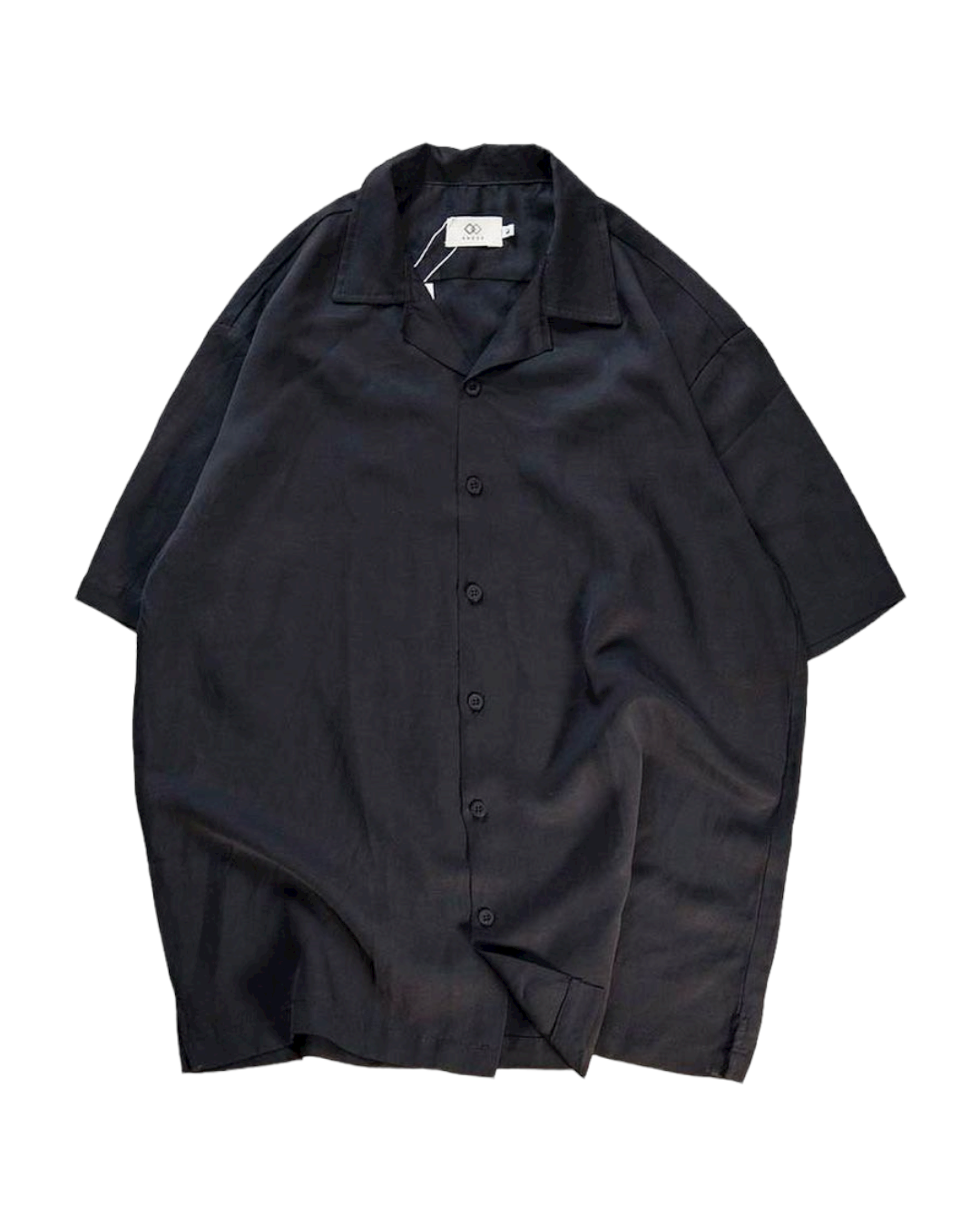 Linen open Collar Shirt (Black)