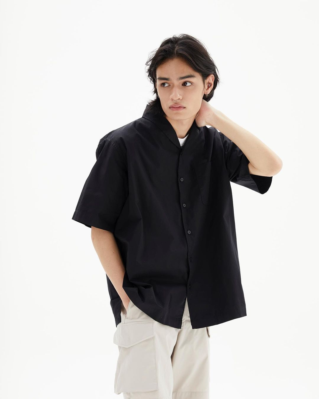 Shawl Collar Shirt (Black)