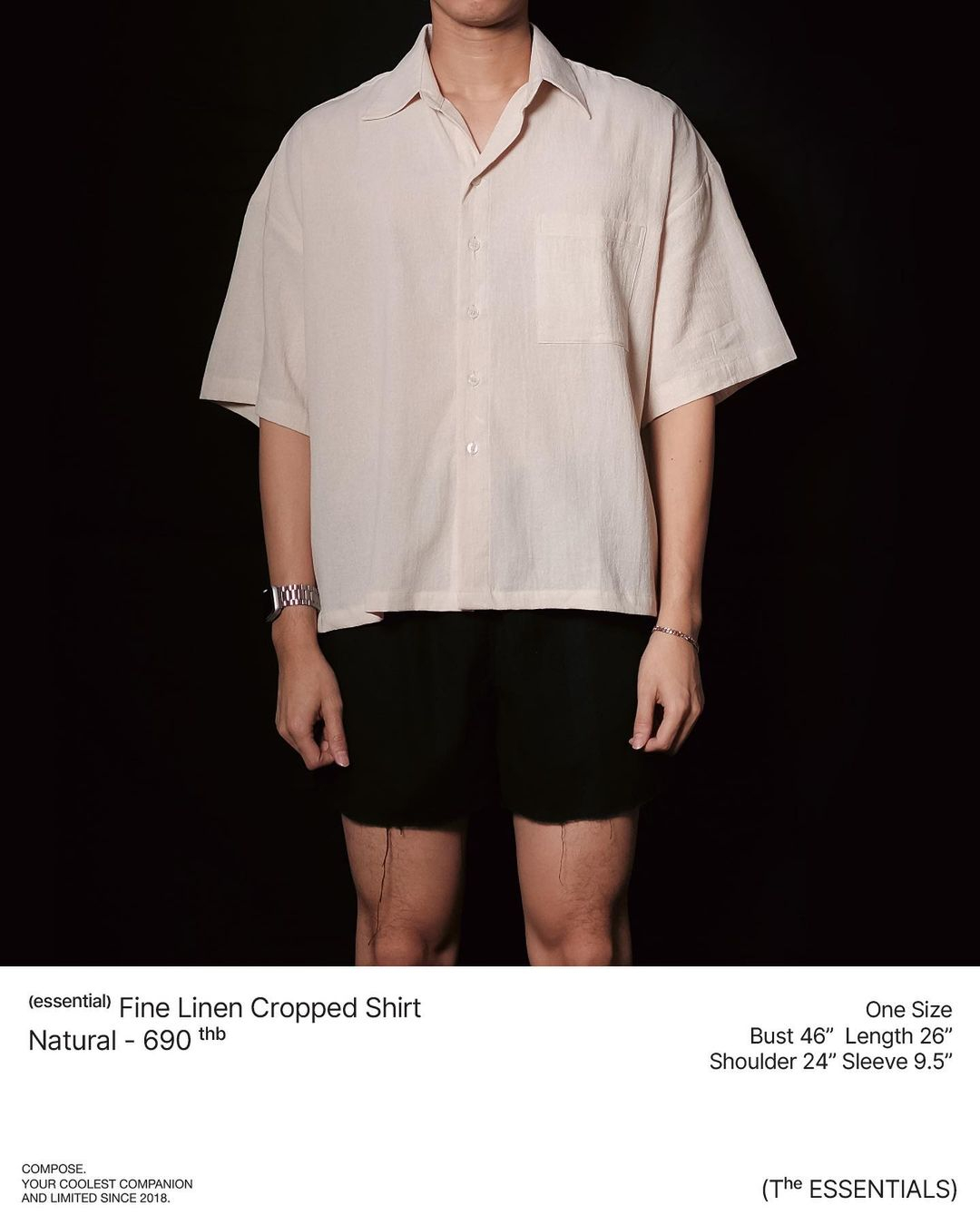 Fine Linen Cropped Shirt in Natural