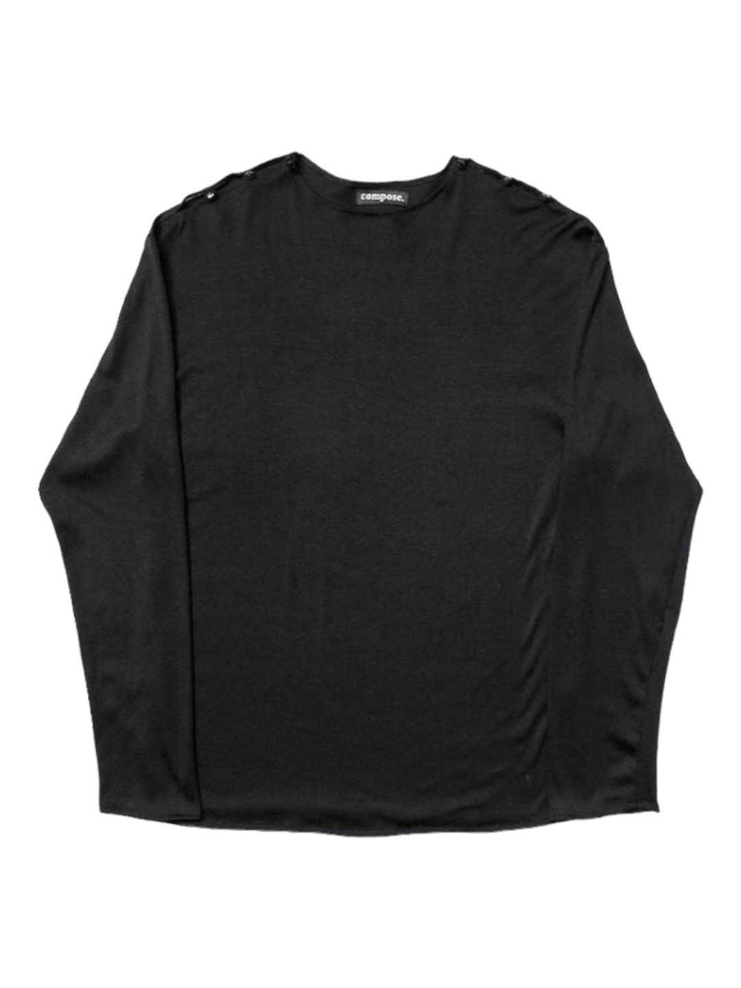 Open-Shoulder Long sleeve T-shirt in Black