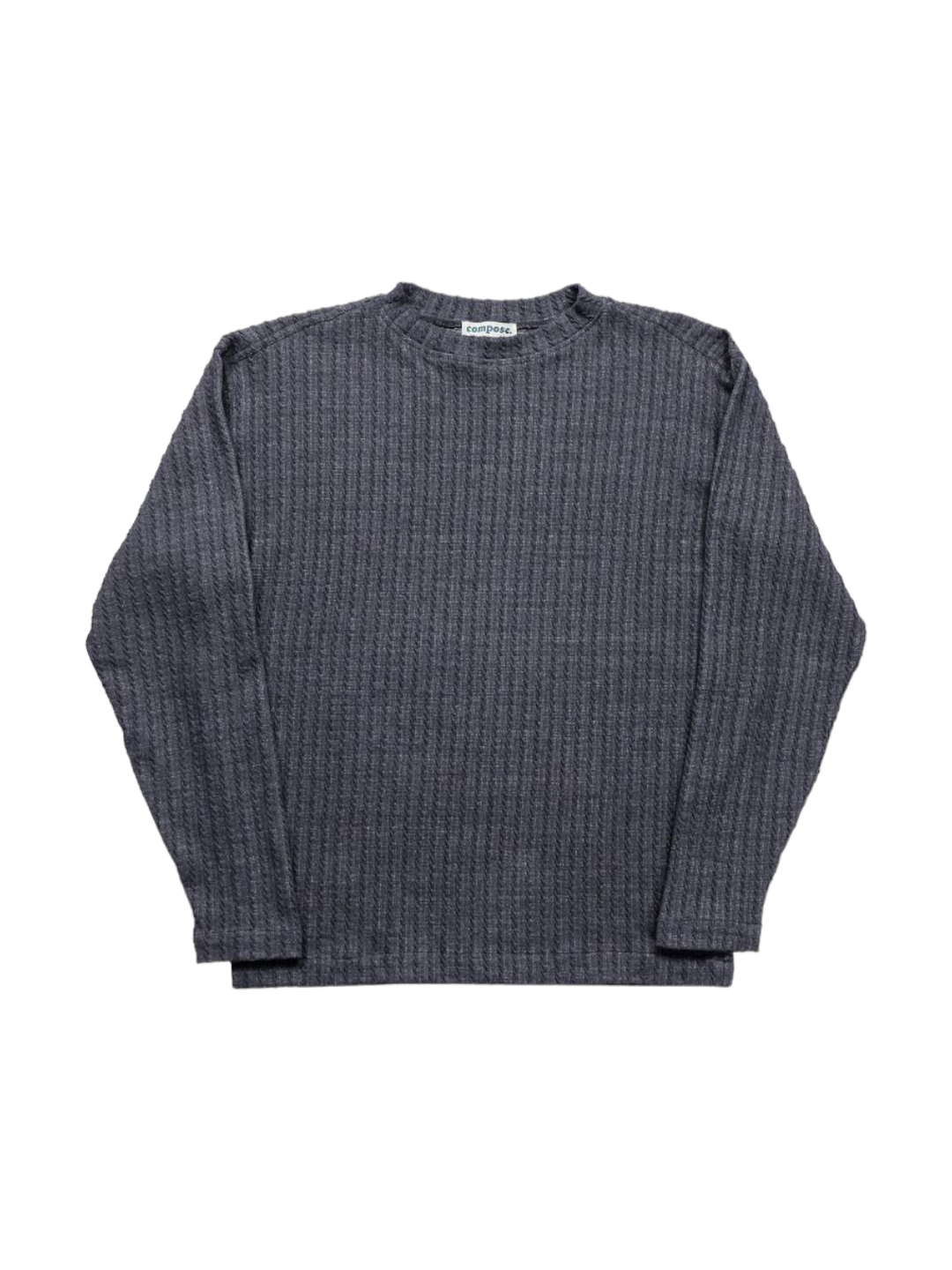 Cable Knitted Round-Neck Sweater in Grey