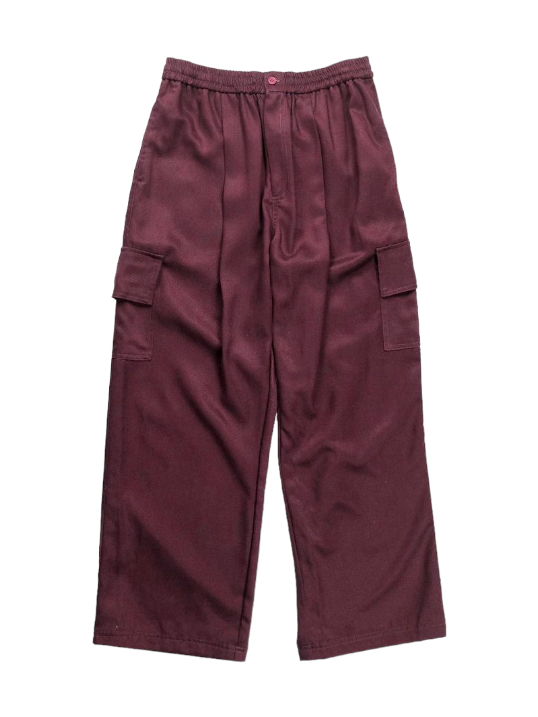 Wide-Cargo Relaxed Pants in Red Wine