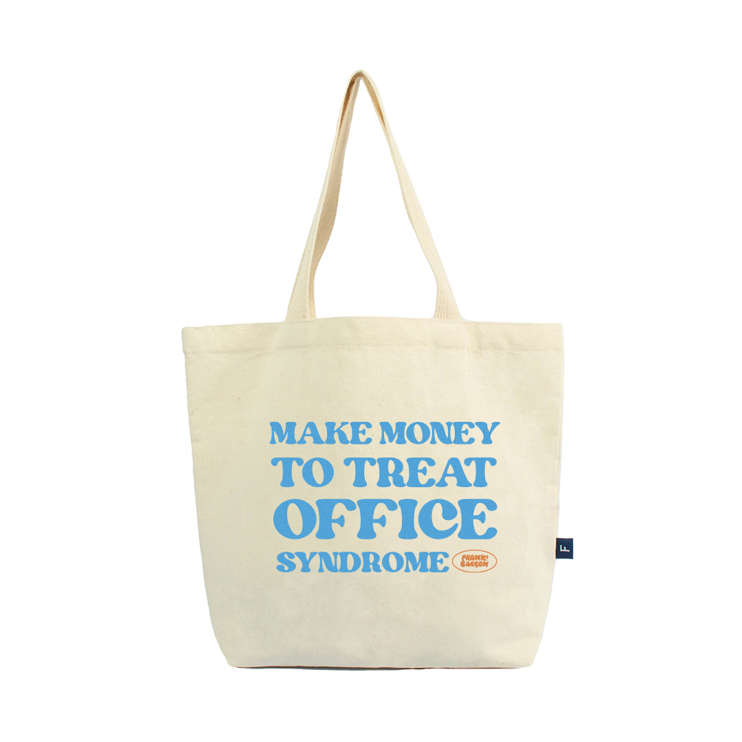 FRANK x Luckyluckyclub MAKE MONEY TO TREAT OFFICE SYNDROME TOTE BAG