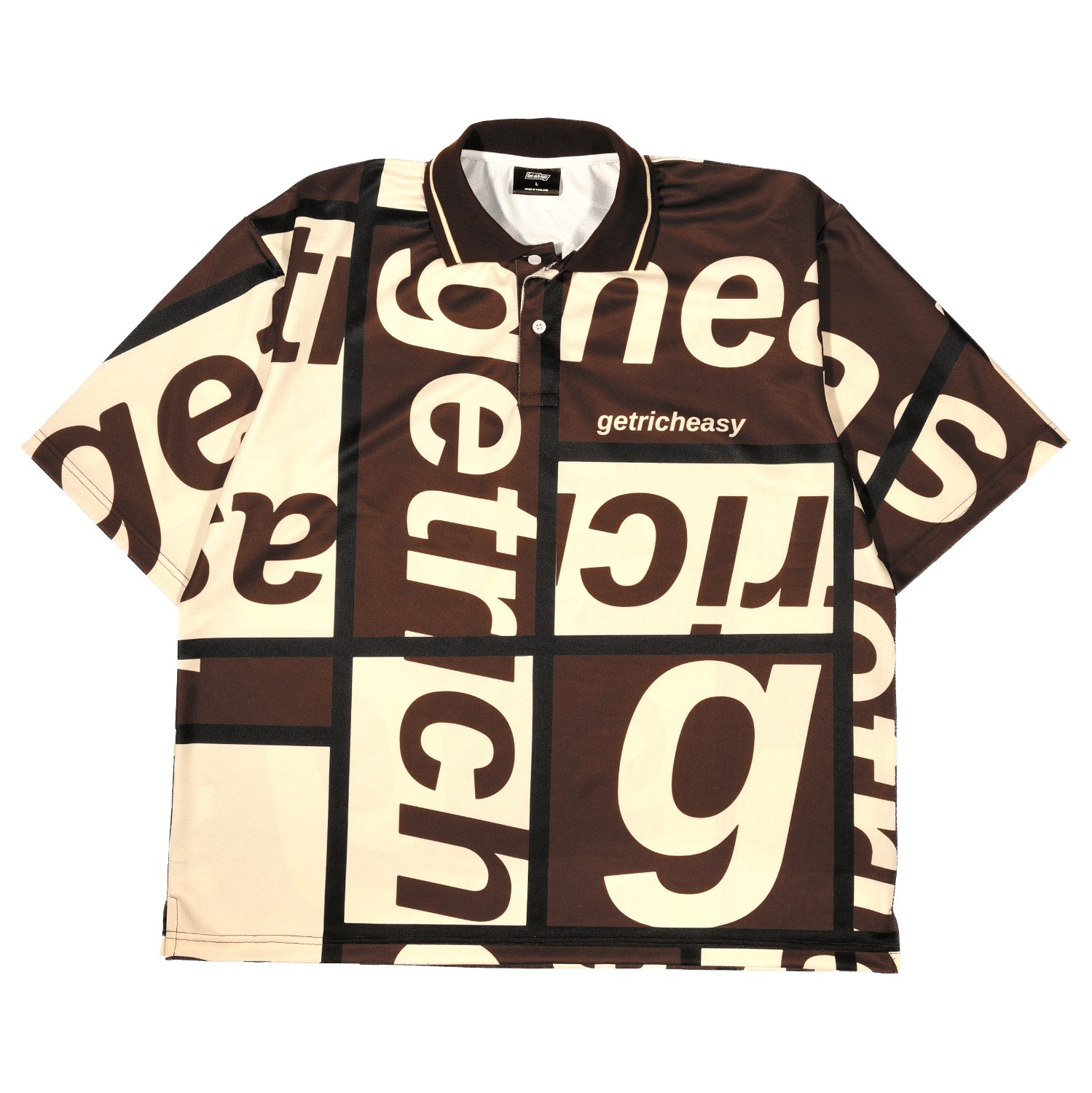 getricheasy™ Block Logo Oversized Polo Shirts (Brown)