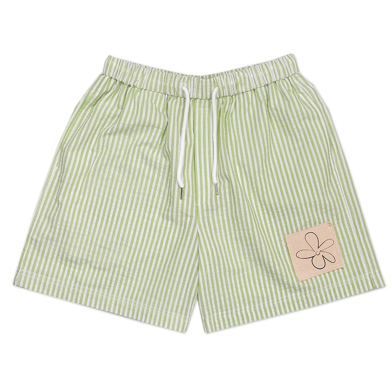 CLUB ✿ 17 Stripe-Textured Pajama Shorts in Green/White