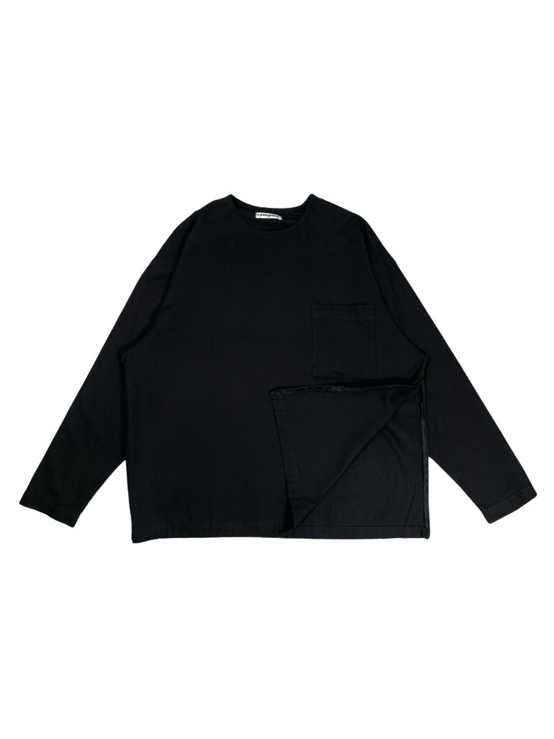 Summer Sided Zip-Up Shirt (Black)