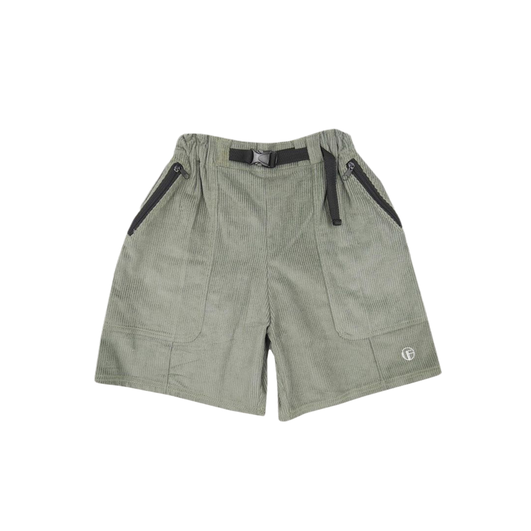 Zipper Corduroy Shorts (Olive)
