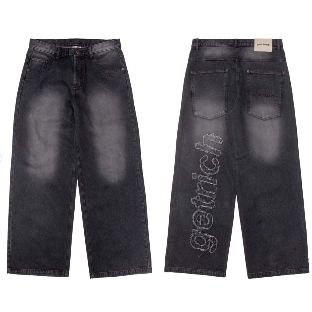 Getricheasy B.I.G Frayed logo jeans Faded Black