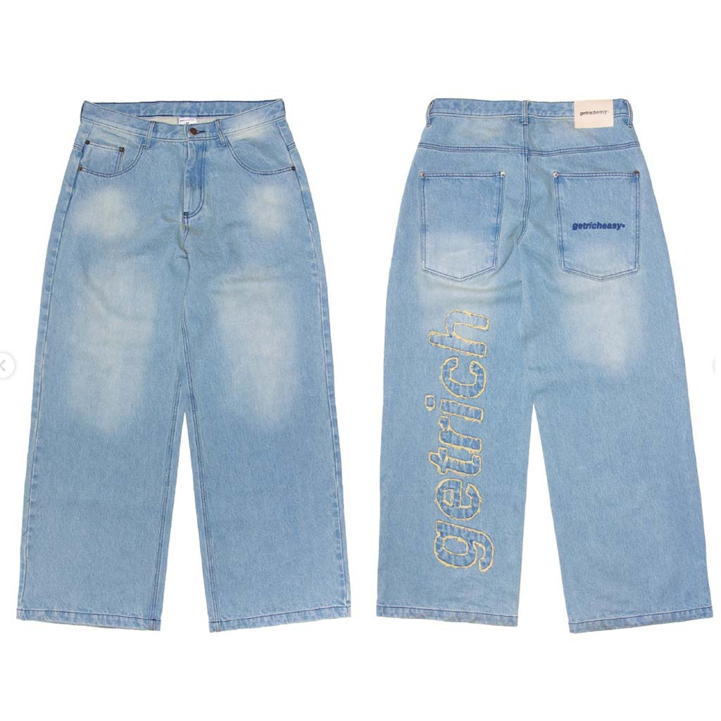 Getricheasy B.I.G Frayed logo jeans Faded Jeans