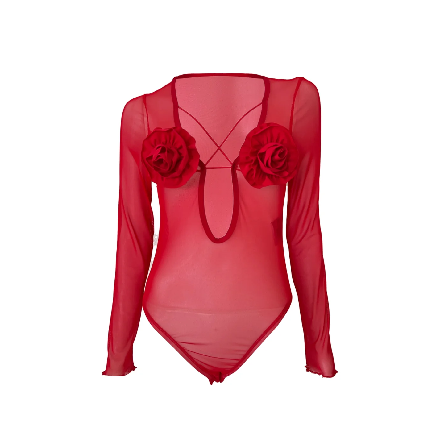 Red Roseless bodysuit