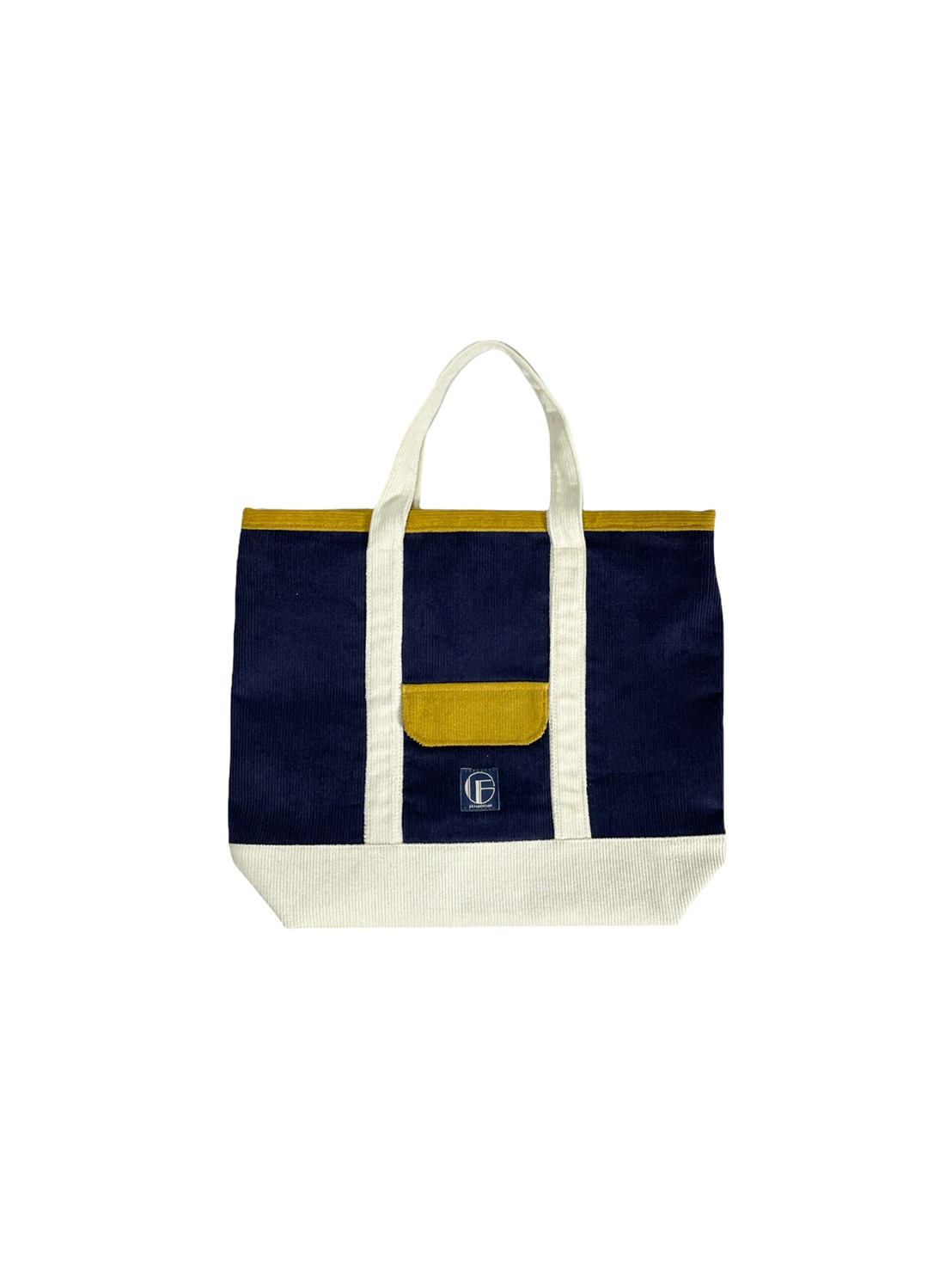 Corduroy Tote Bag (Navy-Gold)