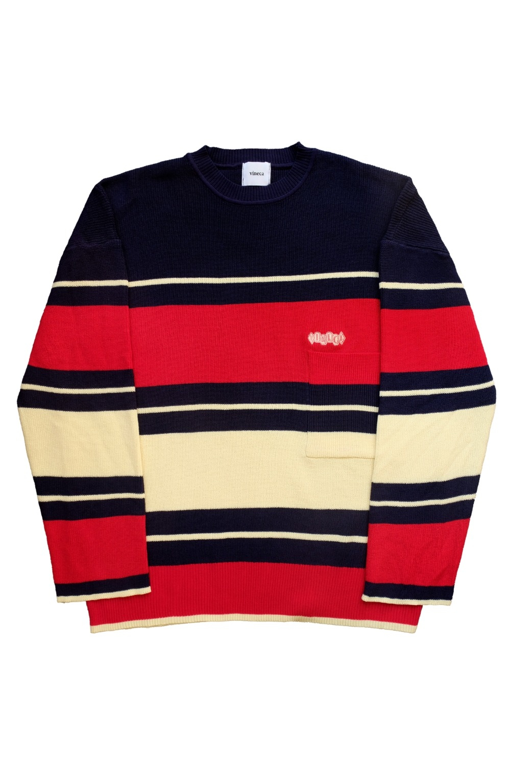 Vineca Knit Sweater (Navy-Red)