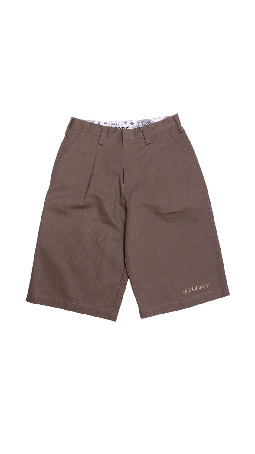 Loose Straight Cotton Shorts Olive | Formalboy