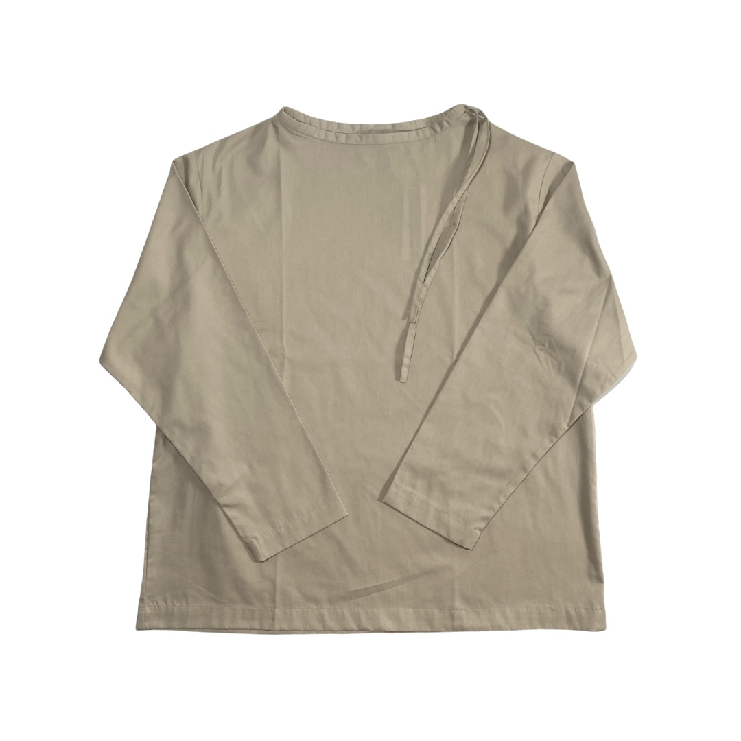 Haus Sided-Neck String Shirt in Mink Grey
