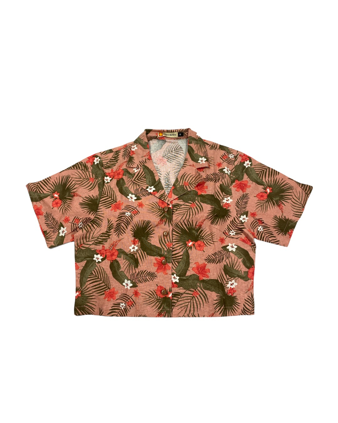 Button Up Crop Top in Tropicana