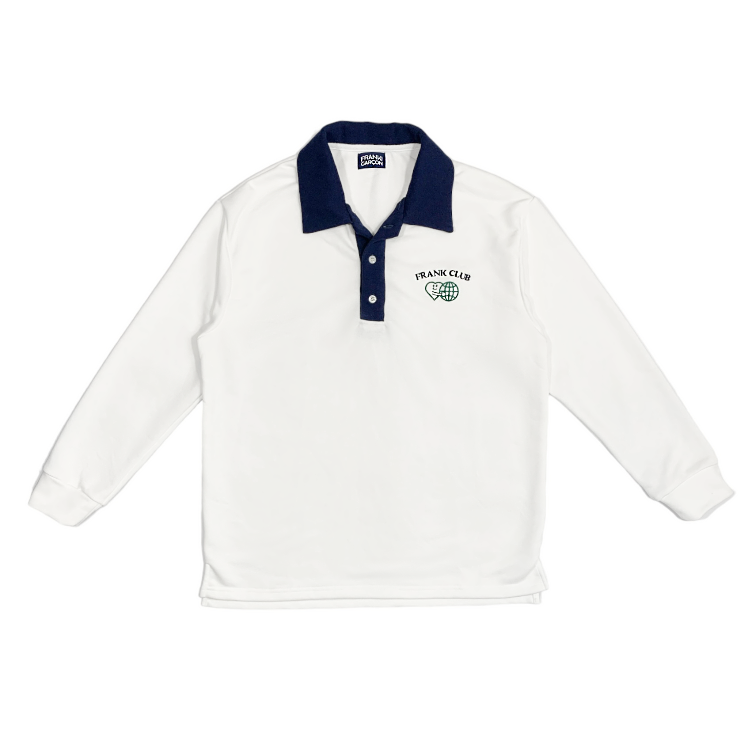 Frank! Club Polo Sweatshirt (White / Navy)