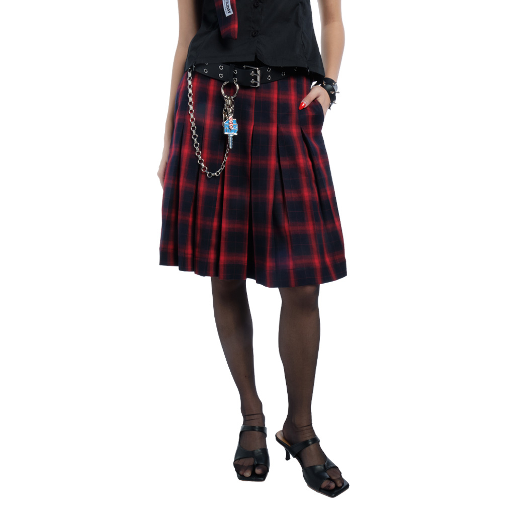 Tartan midi skirt