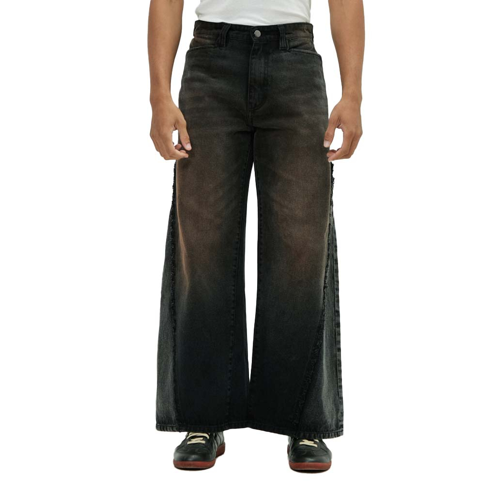 Vineca Flared Panel Jeans (Dirty Black)