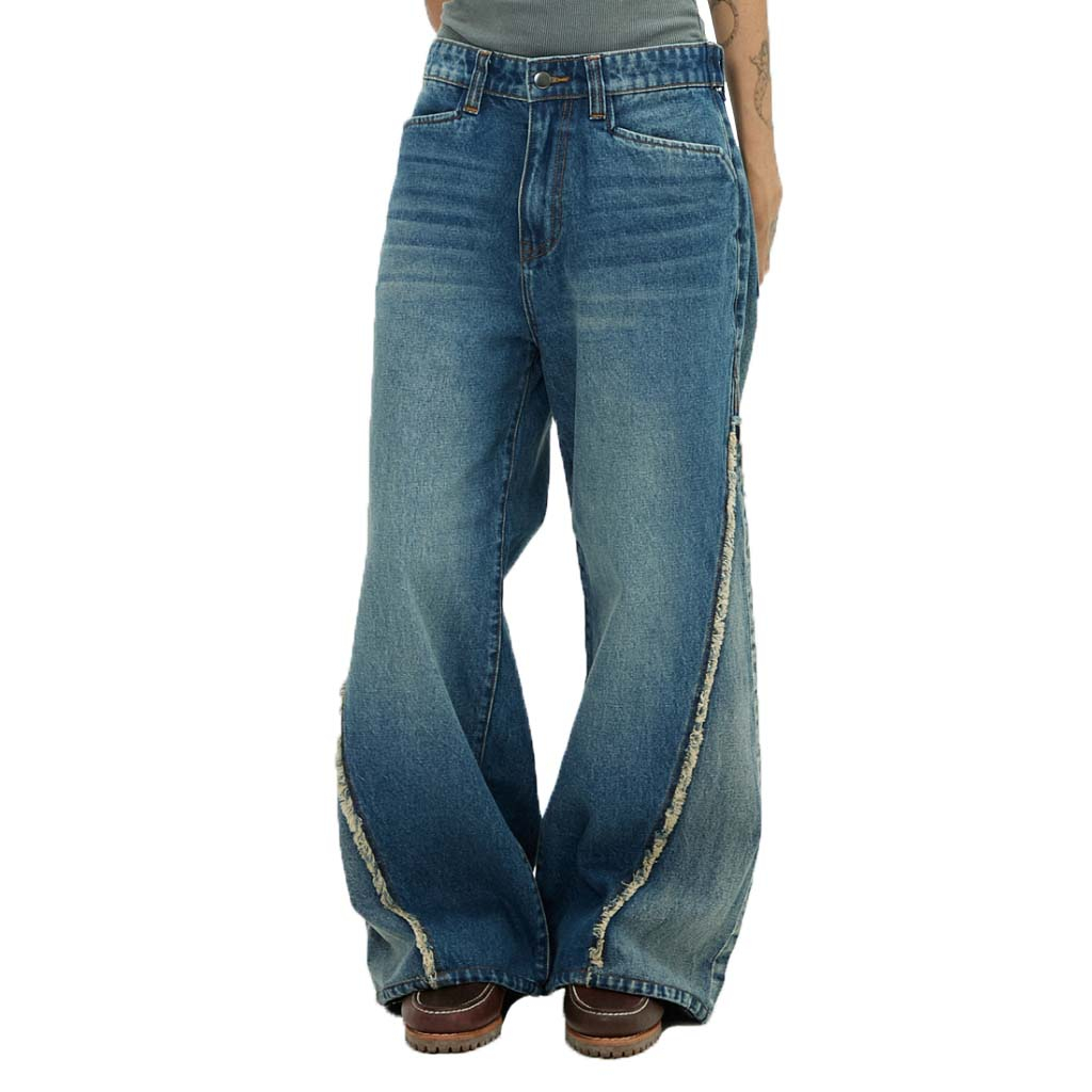 Vineca Flared Panel Jeans (Mid Blue)